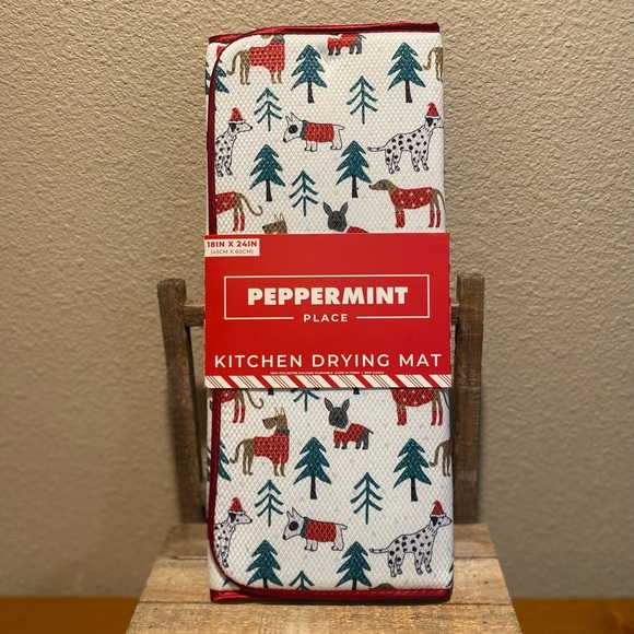 Christmas Dogs Dish Drying Mat, Dog Themed Dish Drying Mat, Christmas Decor - Picture 1 of 11